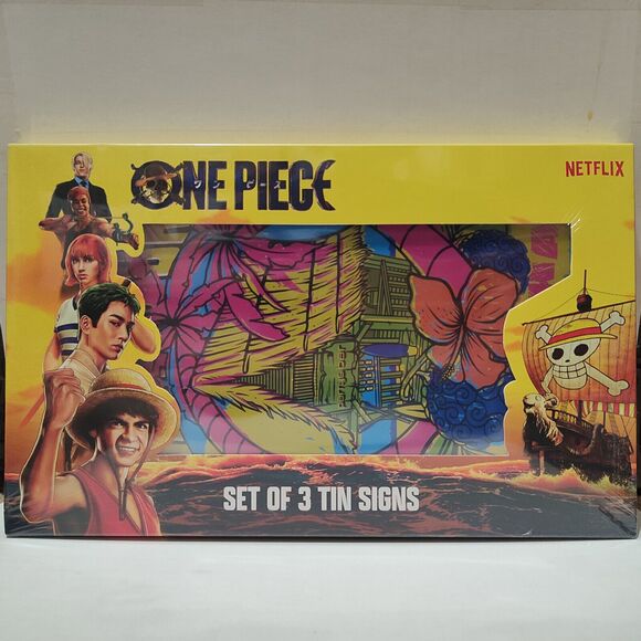 One Piece Netflix Set Of 3 Metal Tin Signs Official Collectible Display Pieces - Picture 1 of 8